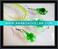 Wholesale hottest inner flower murano glass jewelry set
