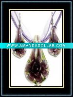 Wholesale hottest murano necklace and earrings set