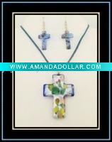 Wholesale cross shape murano glass jewelry set