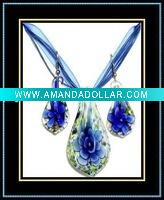 Wholesale hottest murano necklace and earrings set