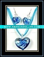 Wholesale hottest murano necklace and earrings set