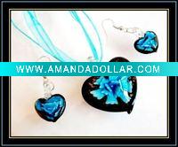Wholesale hottest murano necklace and earrings set