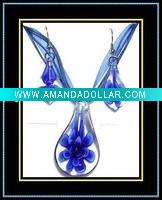 Wholesale hottest murano necklace and earrings set