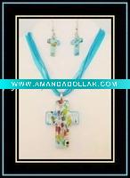 Wholesale cross shape murano glass jewelry set