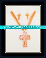 Wholesale cross shape murano glass jewelry set