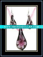 Wholesale hottest murano necklace and earrings set