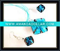 Wholesale hottest murano necklace and earrings set