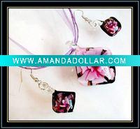 Wholesale hottest murano necklace and earrings set