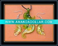 Wholesale hottest murano necklace and earrings set