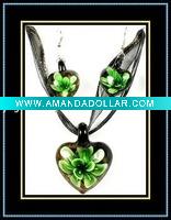 Wholesale inner flower murano glass jewelry set