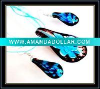 Wholesale hottest murano necklace and earrings set