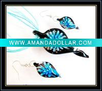Wholesale hottest murano necklace and earrings set