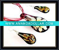 Wholesale hottest murano necklace and earrings set