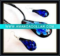 Wholesale hottest murano necklace and earrings set