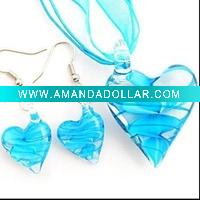 Wholesale Lampwork Glass Necklace and Earrings Set