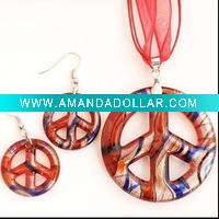 Wholesale Lampwork Glass Necklace and Earrings Set