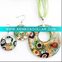 Wholesale Lampwork Glass Necklace and Earrings Set