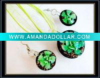 Wholesale necklace and earring murano glass jewelry set