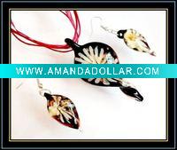 Wholesale necklace and earring murano glass jewelry set
