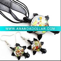 Wholesale Glass Necklace and Earrings Set