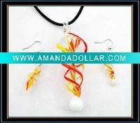lampwork glass jewelry set