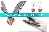 Wholesale Murano Style Glass Necklace And Earrings jewelry set