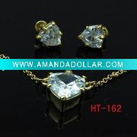 Wholesale Fashion Zircon Necklace with Earrings Jewelry set