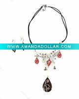 Wholesale Fashion Natural Stone Necklace with Earring Jewelry Set