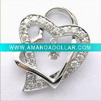 Wholesale elegant white cubic zirconia jewelry crystal studs fashion pendant