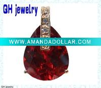 Wholesale Synthetic red corundum pear shaped cz necklace