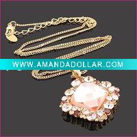 hot princess pink cz stone necklace jewelry