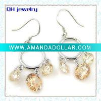 Wholesale Fashion round shaped champagne cz earring