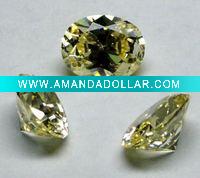 Wholesale charming yellow oval shaped pointed bottom cz stone