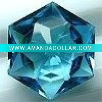 Deep blue hexagon shaped cz gemstone