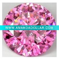 Round Pink Synthetic Stone Cubic Zirconia Diamond