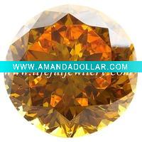 Orange Round Cubic Zirconia