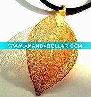 Wholesale 24K real gold natural leaf pendant wholesale