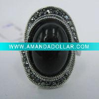 Wholesale Antique Silver Acrylic beads Ring