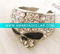 Wholesale Skull Rhodium plated alloy rings and recovered with black