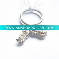 Wholesale Unique Peanut Stone Pendant Alloy Ring, Jewelry Ring