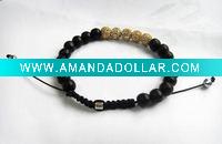 Wholesale 8MM crystal ball and wooden beads shamballa bracelets