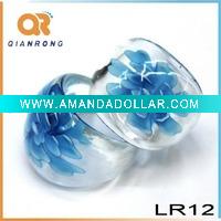 2011Lampwork Glass Rring Crystal Clear Ring