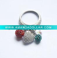 Wholesale Unique Ball and Heart Stones Alloy Ring, Jewelry Ring