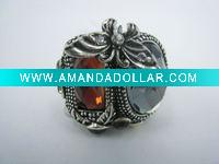 Antique Silver Acrylic beads Ring