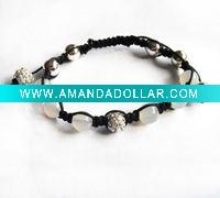 Wholesale Newest Shamballa adjustable bracelets with crystal ball onyx beads men's necklace