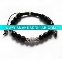 Wholesale Newest clear/black Shamballa bracelets/necklace hand knitted adjustable with crystal balls