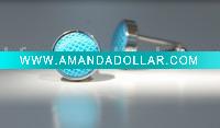 Wholesale Elegant blue fabric gentleman's cufflink