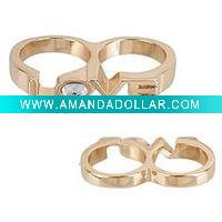 Love diamond double Finger rings