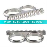 Wholesale fashion pearl double rings