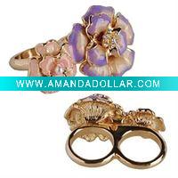 Flower shape 2 finger rings